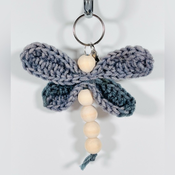 Hand Crafted Accessories - Crochet & Bead Dragonfly Bag Charm Keychain